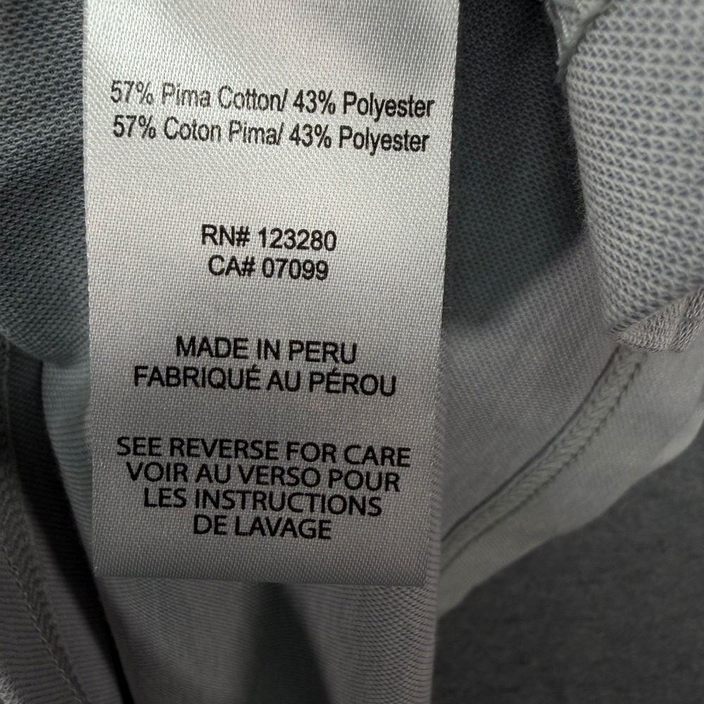 TravisMathew Mens Gray Americana Flag Stripe Pima Cotton Golf Polo Shirt Large - Picture 8 of 9